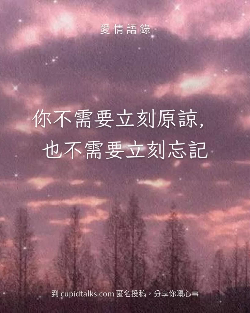 「你不需要立刻原諒，也不需要立刻忘記」