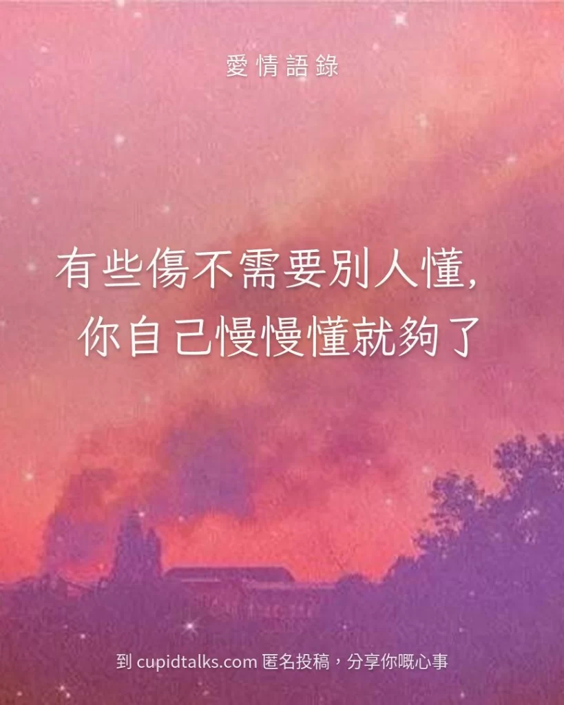 「有些傷不需要別人懂，你自己慢慢懂就夠了」