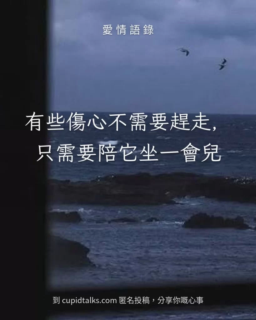 「有些傷心不需要趕走，只需要陪它坐一會兒」